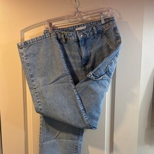 High Waisted Cargo Blue Denim Jeans